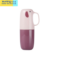 希杰狮王洗漱口杯旅行便携式牙杯牙刷收纳牙具盒刷牙儿童可爱旅游牙桶牙缸 浅粉+深粉收纳架