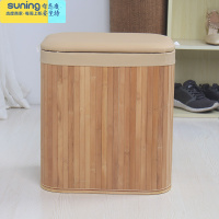 希杰狮王拖鞋回收箱样板间储物箱鞋套框储藏筐带盖幼儿园玩具杂物物整理箱 浅色竹条款皮面 大号收纳架