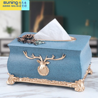 希杰狮王北欧ins风笔筒创意时尚可爱桌面多功能笔架学生化妆笔收纳桶摆件 蓝色单孔 鹿头纸巾盒