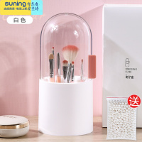 希杰狮王化妆刷收纳桶带珍珠眼影刷盒子桌面防尘笔筒眉笔刷子整理盒 白色