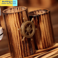 希杰狮王生日圣诞节礼物送男女友老师创意帆船笔筒木质地中海装饰桌面摆件 颜色随机