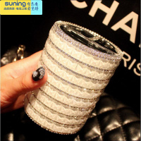 希杰狮王笔筒可爱韩国时尚创意多功能办公用品个性镶钻新品定制水钻摆件 白色