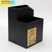 希杰狮王笔筒 双层多功能创意时尚办公室学生儿童可爱简约卡通文具清新线条黑白欧式田园格调淡雅 无印黑色双层