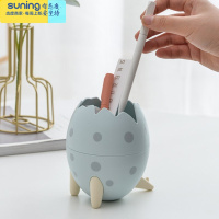 希杰狮王笔筒二次元创意网红ins北欧大容量时尚可爱可拆卸公室多功能摆件 北欧蓝