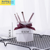 希杰狮王北欧ins小清新可爱笔筒桶陶瓷化妆刷桶创意桌面眼线笔眉笔收纳筒 白色小号