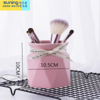 希杰狮王北欧ins小清新可爱笔筒桶陶瓷化妆刷桶创意桌面眼线笔眉笔收纳筒 粉色中号