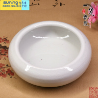 希杰狮王景德镇陶瓷毛笔筒笔桶复古青花瓷笔桶多功能大号笔筒可放毛笔圆珠笔铅笔中国风书法用品文房四宝 白色开片笔洗-中号