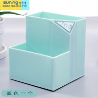 希杰狮王多功能笔筒盒可爱小清新笔桶透明创意时尚韩版两格塑料收纳盒欧式少女心小学生办公桌复古简约ins风桌面摆件 8818