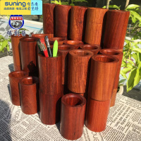 希杰狮王缅甸花梨红木 笔筒大果紫檀整木挖空笔插 客厅书桌摆件 1款大果紫檀 整木料挖空35笔筒