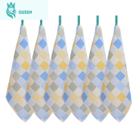 恋名媛儿童毛巾12条装 棉纱布婴儿口水巾幼儿园手帕绣字带挂绳小方巾