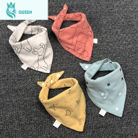 恋名媛宝宝棉口水巾新生婴儿围嘴棉儿童双层男女孩按扣三角巾口水兜