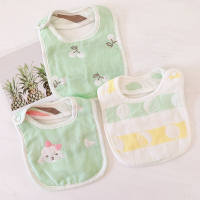 恋名媛宝宝六层纱布围嘴婴儿童棉口水巾加大暗扣围兜饭兜无荧光0-5岁