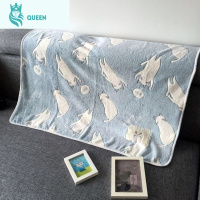 恋名媛春夏日系小猫咪毛毯盖腿办公室午睡毯空调毯宝宝盖毯法兰绒毛毯薄