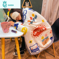 恋名媛冬季加厚披风披肩盖腿小毛毯办公室午睡午休法兰珊瑚绒沙发盖毯子