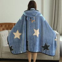 恋名媛办公室毛毯披肩秋冬季珊瑚绒小毯子懒人学生空调毯斗篷午睡披风毯