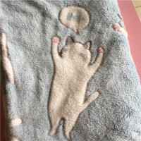恋名媛秋冬日系猫咪卡通毛毯盖腿空调毯办公室午休毯床单毛毯单人盖毯大