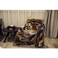 恋名媛老虎虎头家居装修粗犷挂毯简约风格休闲毯盖毯创意寝室用毛毯绒毯