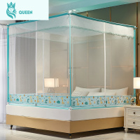 恋名媛床笠款防摔蚊帐T型门u铁艺烤漆支架加高婴儿童防掉床拉链方帐家用蚊帐