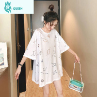 恋名媛孕妇夏装时尚款短袖上衣夏t恤棉宽松中长款洋气辣妈潮网红套装孕妇裙