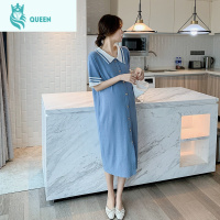 恋名媛时尚外出孕妇夏装连衣裙网红孕妇装宽松冰丝裙子潮辣妈孕妇裙子孕妇裙