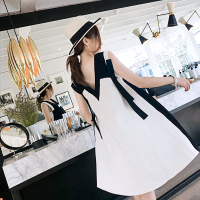 恋名媛孕妇装夏装套装外出潮辣妈时尚款中长款夏季无袖V领孕妇连衣裙孕妇裙