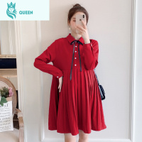 恋名媛2021新款孕妇春装连衣裙宽松时尚潮妈减龄孕妇装中长款衬衫裙长袖孕妇裙