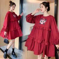 恋名媛潮妈孕妇装2021年春季新款春装大码娃娃裙装女春秋时尚减龄连衣裙孕妇裙