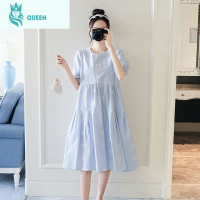 恋名媛孕妇装夏装上衣春时尚款刺绣棉孕妇连衣裙过膝长裙夏天孕妇裙子孕妇裙