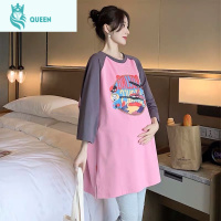 恋名媛孕妇连衣裙春装大月份2021年新款网套装棉大码上衣女春秋款孕妇裙