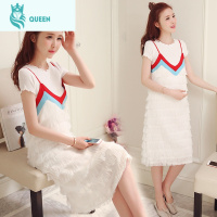 恋名媛网红孕妇夏装套装外出时尚款洋气孕妇装潮辣妈个性夏天连衣裙夏季孕妇裙