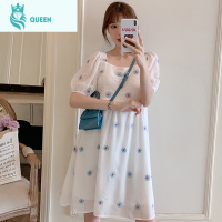 恋名媛孕妇装潮2021夏款网红孕妇连衣裙洋气夏季时尚雪纺裙子夏装潮辣妈孕妇裙