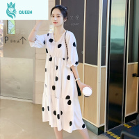 恋名媛舒心孕妇装2021春夏装新款雪纺波点v领甜美潮妈外出可哺乳连衣裙孕妇裙