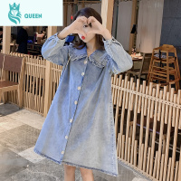 恋名媛孕妇装不显怀遮肚胖mm大码孕妇牛仔裙连衣裙春装200斤时尚胖妹妹孕妇裙