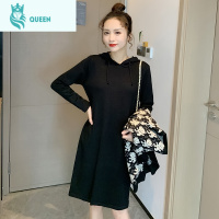 恋名媛孕妇连衣裙秋冬新款两件套装连帽卫衣裙针织衫上衣卡通小外套开衫孕妇裙