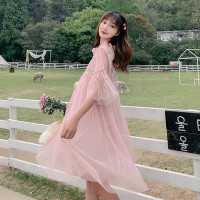 恋名媛孕妇春装甜美连衣裙中长款2021新款春秋小个子大码宽松百褶仙女裙孕妇裙