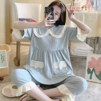 恋名媛春秋公主月子服夏季棉短袖孕妇哺乳睡衣薄款产后喂奶衣套装大码孕妇套装孕妇装