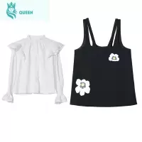 恋名媛金色的茧 孕妇春装套装外出时尚款新款网红连衣裙潮妈衬衫两件套孕妇装