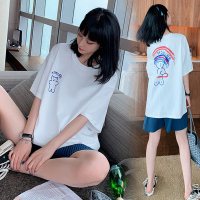 恋名媛孕妇套装夏装网红宽松时尚短袖T恤上衣+托腹阔腿短裤休闲两件套潮孕妇套装孕妇装