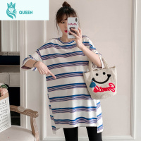 恋名媛孕妇夏装套装时尚新款薄款短袖女孕妇t恤春夏季宽松大码中长上衣孕妇装