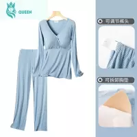 恋名媛月子服孕妇睡衣春秋产后非棉产妇哺乳夏薄款莫代尔套装5六月份4孕妇装