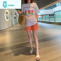 恋名媛孕妇夏装短袖T恤棉宽松中长款时尚上衣孕妇装套装潮妈2021夏款