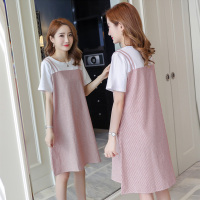 恋名媛孕妇装夏天裙子2021新款时尚潮辣妈个性外出假两件套装夏装连衣裙孕妇套装