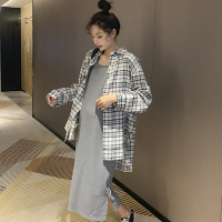 恋名媛ZMAMI孕妇装◆韩版洋气孕妇套装长袖衬衫+吊带裙春夏两件套连衣裙