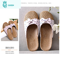 恋名媛夏季男女居家情侣亚麻室内防滑厚底地板凉拖鞋清凉藤草拖鞋月子孕妇鞋