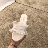 恋名媛网红拖鞋女2020新款百搭时尚外穿夏天平底防滑凉拖鞋孕妇软底蕾丝孕妇鞋
