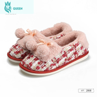 恋名媛棉拖鞋秋冬季女加绒居家包跟毛绒可爱室内防滑家用保暖月子鞋产后孕妇鞋