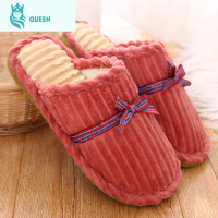 恋名媛PU皮棉拖鞋冬季女家用厚底防水室内棉拖保暖月子居家毛口情侣拖鞋孕妇鞋