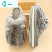 恋名媛可爱松糕防滑厚底毛毛拖女冬季家居室内增高跟棉拖鞋保暖月子外穿孕妇鞋