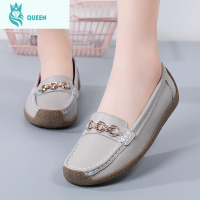 恋名媛皮春季平底单鞋大码41-43休闲豆豆鞋孕妇防滑软底舒适妈妈皮鞋孕妇鞋