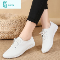 恋名媛2021春季新款皮小白鞋女皮鞋休闲平底孕妇妈妈工作护士单鞋女鞋孕妇鞋